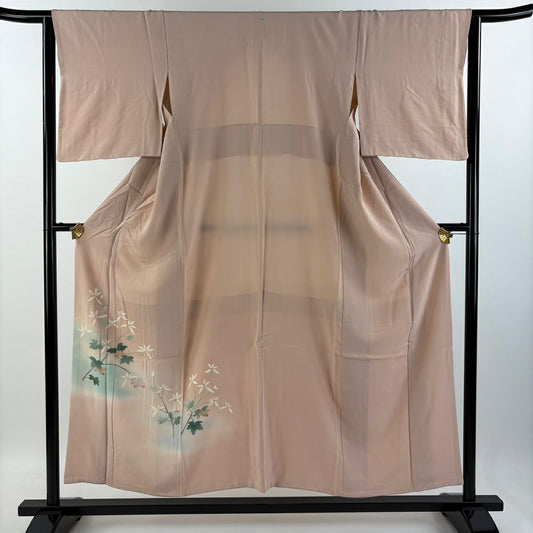 【庫存清倉】 付下 身長152cm 袖長64cm M 雙層 ますいわ屋 落款有 枝花 漸層 淺粉色 純蠶絲 優品級 一個紋