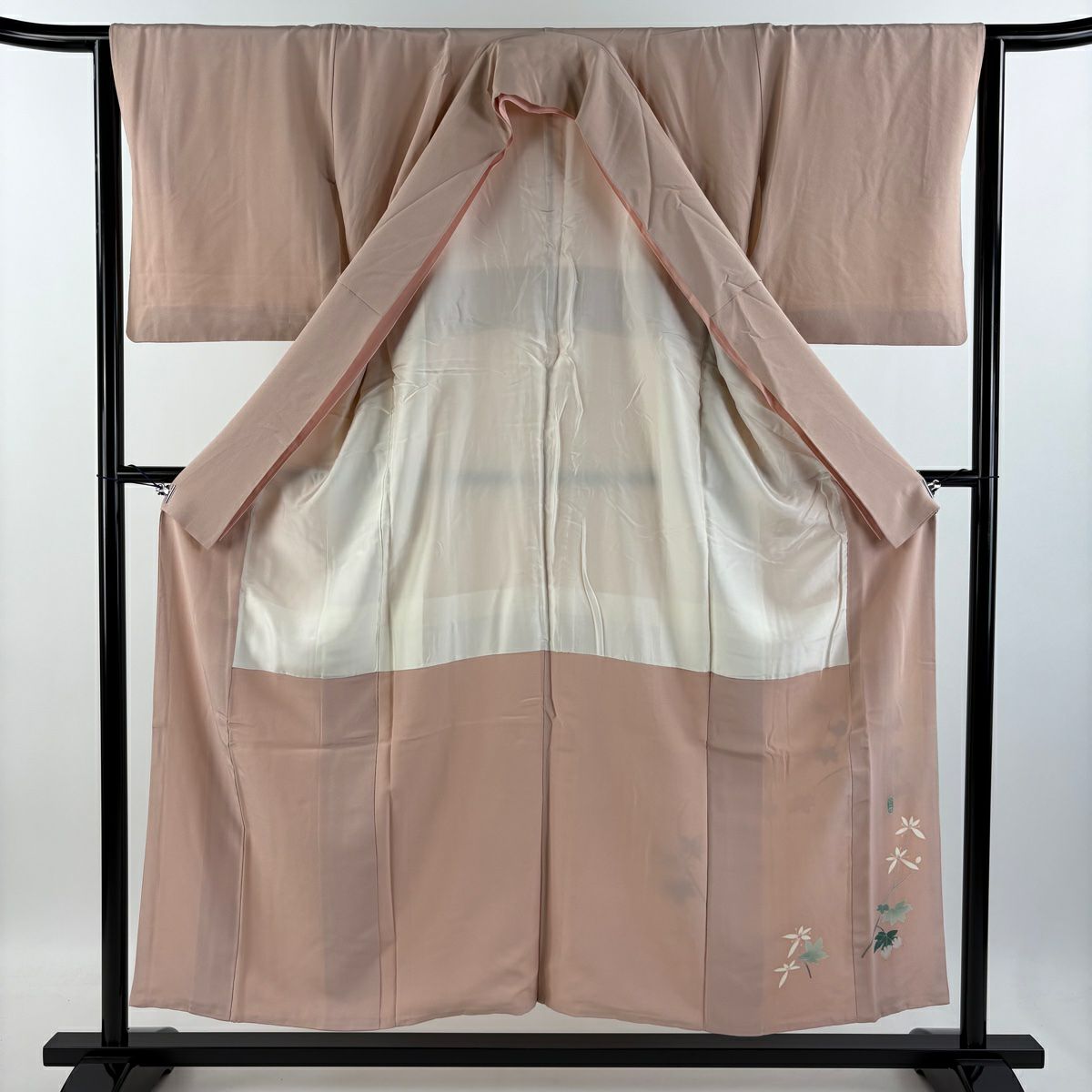 【庫存清倉】 付下 身長152cm 袖長64cm M 雙層 ますいわ屋 落款有 枝花 漸層 淺粉色 純蠶絲 優品級 一個紋