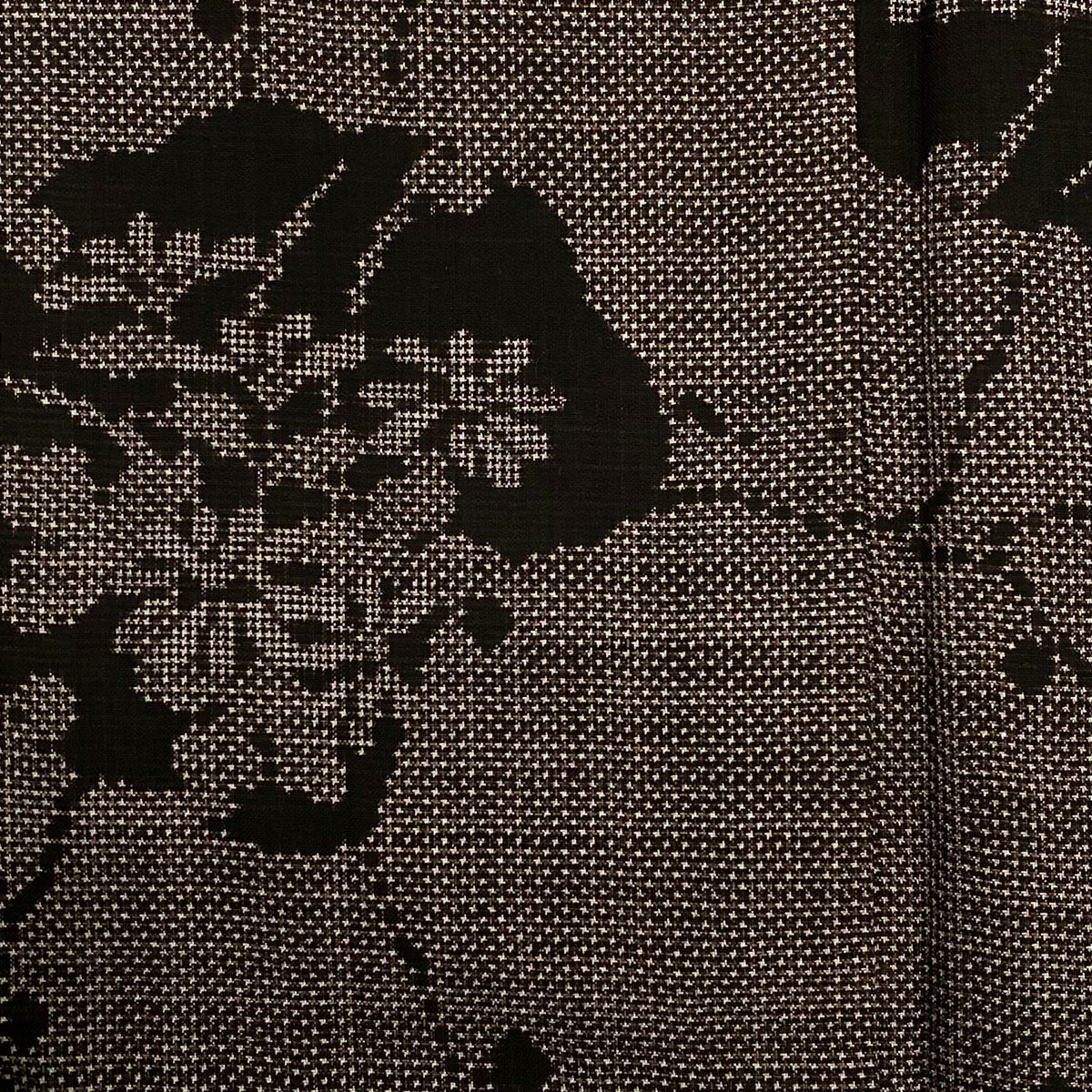 【庫存清倉】 紬織 身長161.5cm 袖長64cm M 雙層 雪輪 草花紋 焦茶 純蠶絲 美品 秀品級