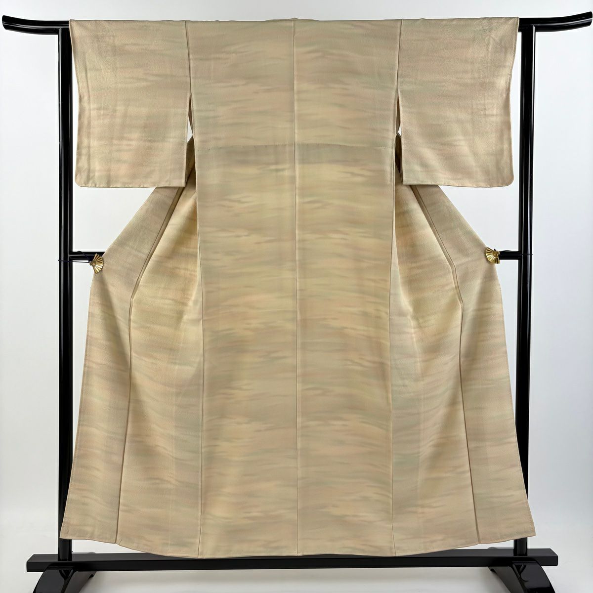 【庫存清倉】 小紋 身長154.5cm 袖長62cm S 雙層 霞 米色 純蠶絲 美品 秀品級
