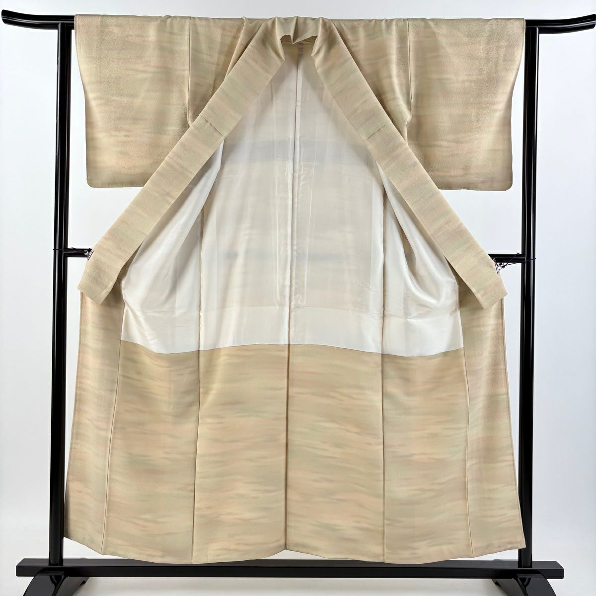 【庫存清倉】 小紋 身長154.5cm 袖長62cm S 雙層 霞 米色 純蠶絲 美品 秀品級