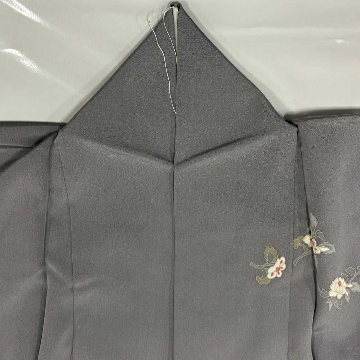 【庫存清倉】訪問服 身長158.5cm 袖長62cm S 雙層 草花紋紋 淡霞 金線 漸層 灰色 純蠶絲 優品級