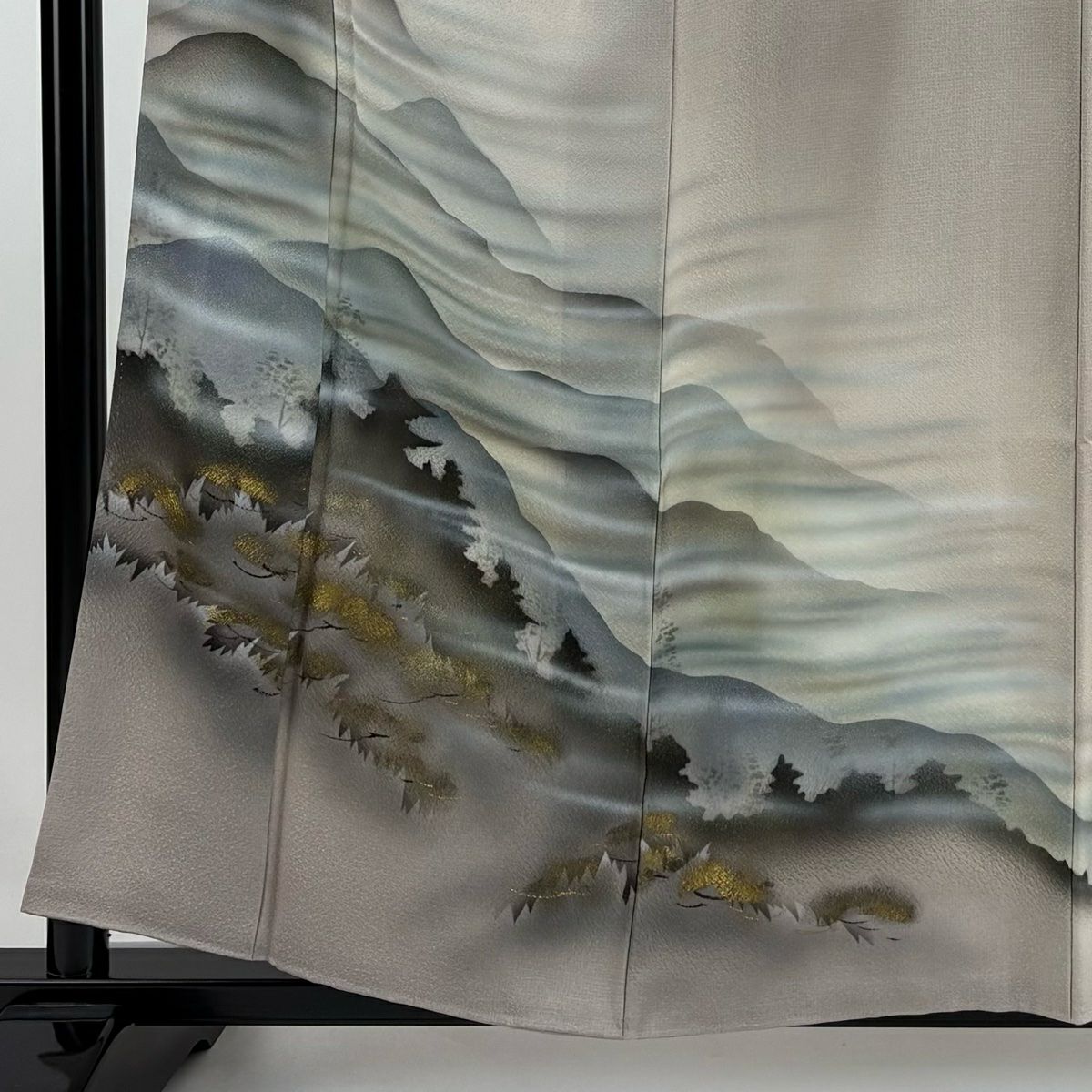 【庫存清倉】 付下 身長157.5cm 袖長63.5cm S 雙層 風景 山脈 金銀彩 漸層 淺紅色 純蠶絲 優品級