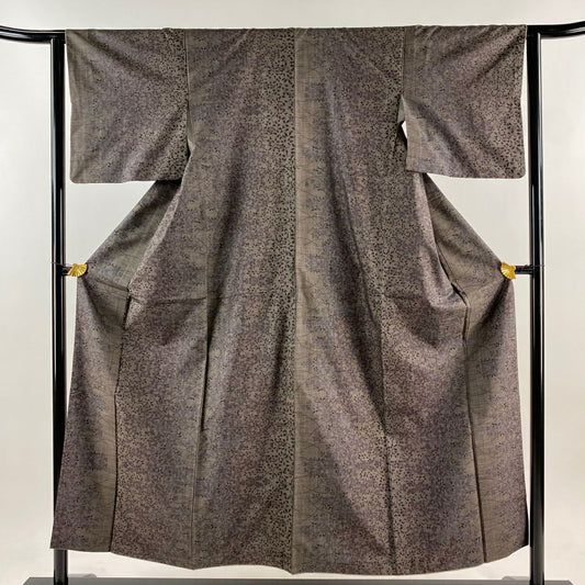 【庫存清倉】 紬織 身長153cm 袖長62.5cm S 雙層 草花紋 焦茶 純蠶絲 優品級
