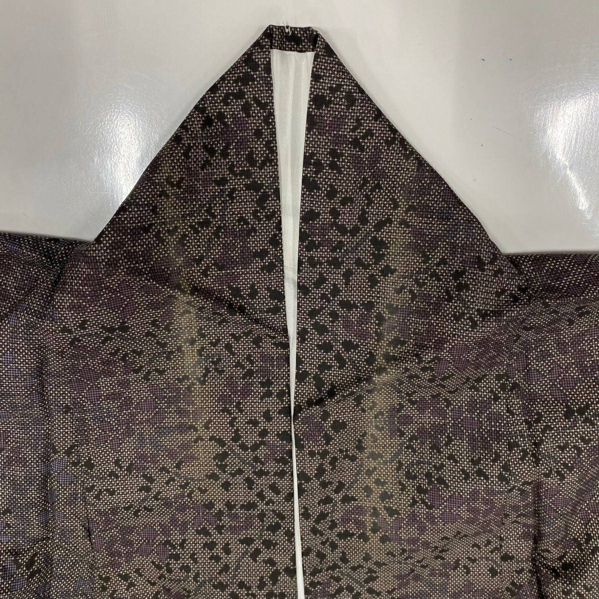 【庫存清倉】 紬織 身長153cm 袖長62.5cm S 雙層 草花紋 焦茶 純蠶絲 優品級