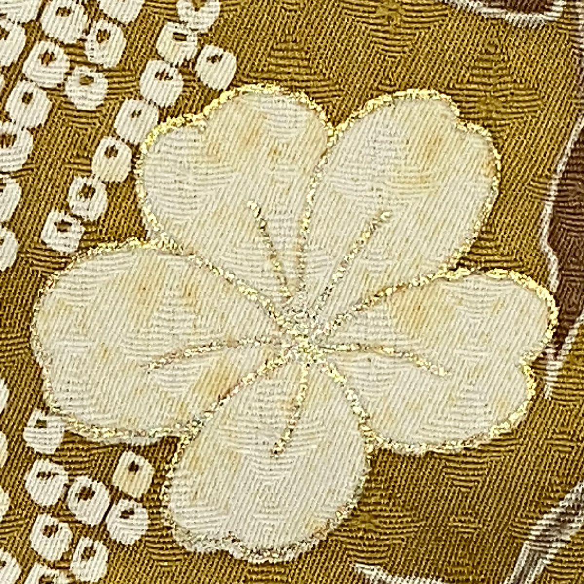 【庫存清倉】訪問服 身長155.5cm 袖長64cm M 雙層 鈴乃屋 冊子 花鳥 金絲 金銀彩 灰綠 純蠶絲 優品級