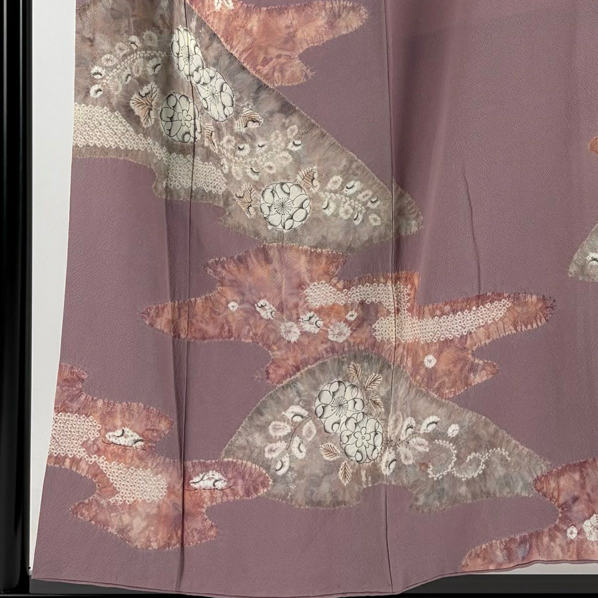 【庫存清倉】訪問服 身長153cm 袖長63.5cm S 雙層 辻花染 霞 絞染 紅紫 純蠶絲 優品級