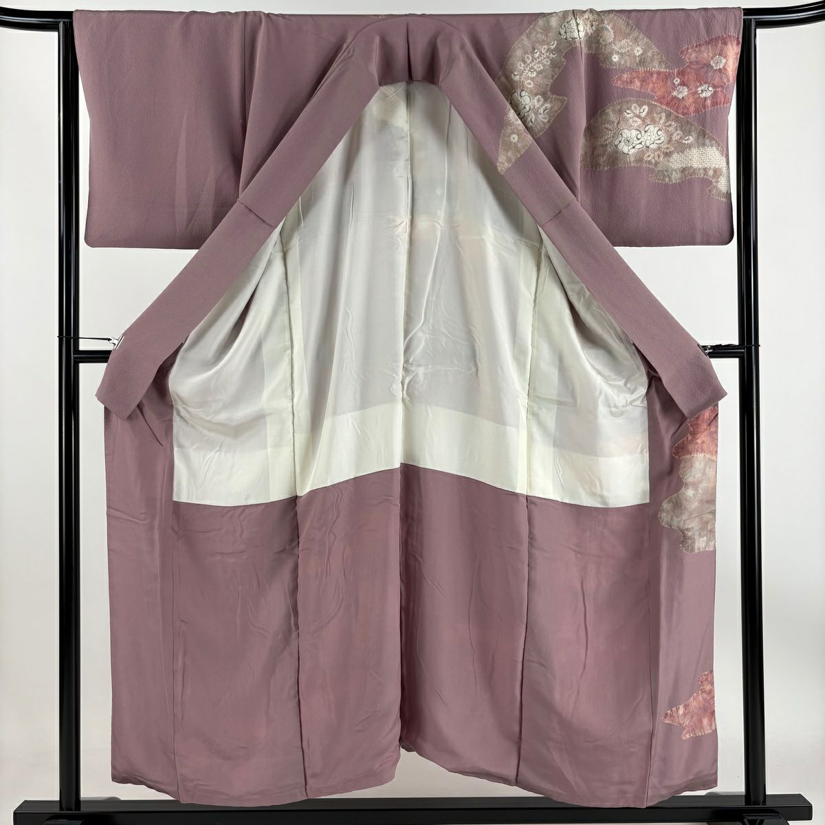 【庫存清倉】訪問服 身長153cm 袖長63.5cm S 雙層 辻花染 霞 絞染 紅紫 純蠶絲 優品級