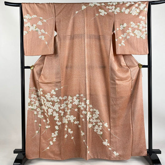 【庫存清倉】訪問服 身長164cm 袖長64.5cm M 雙層 櫻花 鮭粉色 純蠶絲 美品 名品級