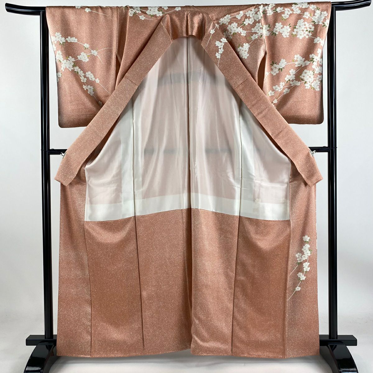 【庫存清倉】訪問服 身長164cm 袖長64.5cm M 雙層 櫻花 鮭粉色 純蠶絲 美品 名品級