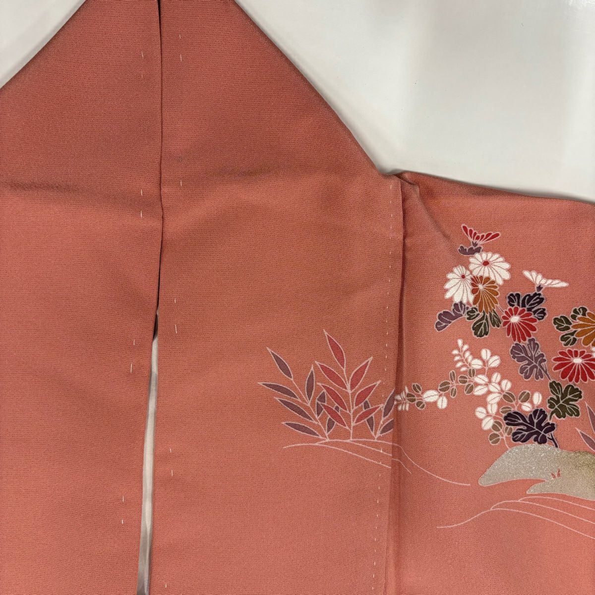 【庫存清倉】訪問服 身長163.5cm 袖長67cm M 雙層 菊花花 槌車 金銀彩 粉紅 純蠶絲 優品級