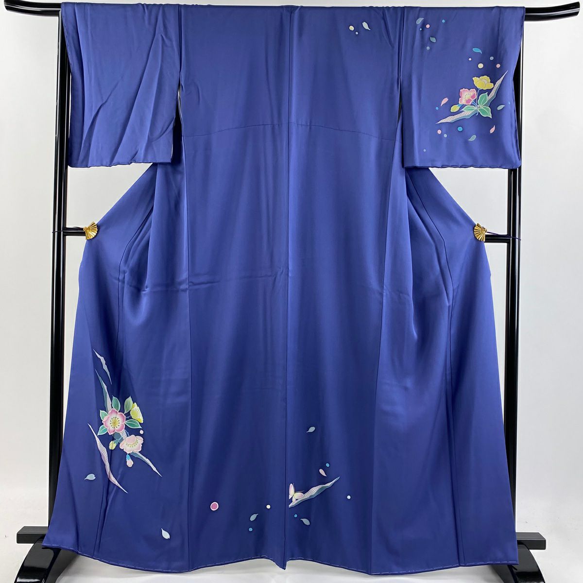 【庫存清倉】 付下 身長163.5cm 袖長66cm M 雙層 草花紋紋 疋田 金絲 刺繡 淺青綠 純蠶絲 名品級