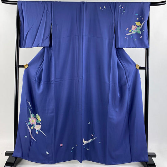 【庫存清倉】 付下 身長163.5cm 袖長66cm M 雙層 草花紋紋 疋田 金絲 刺繡 淺青綠 純蠶絲 名品級