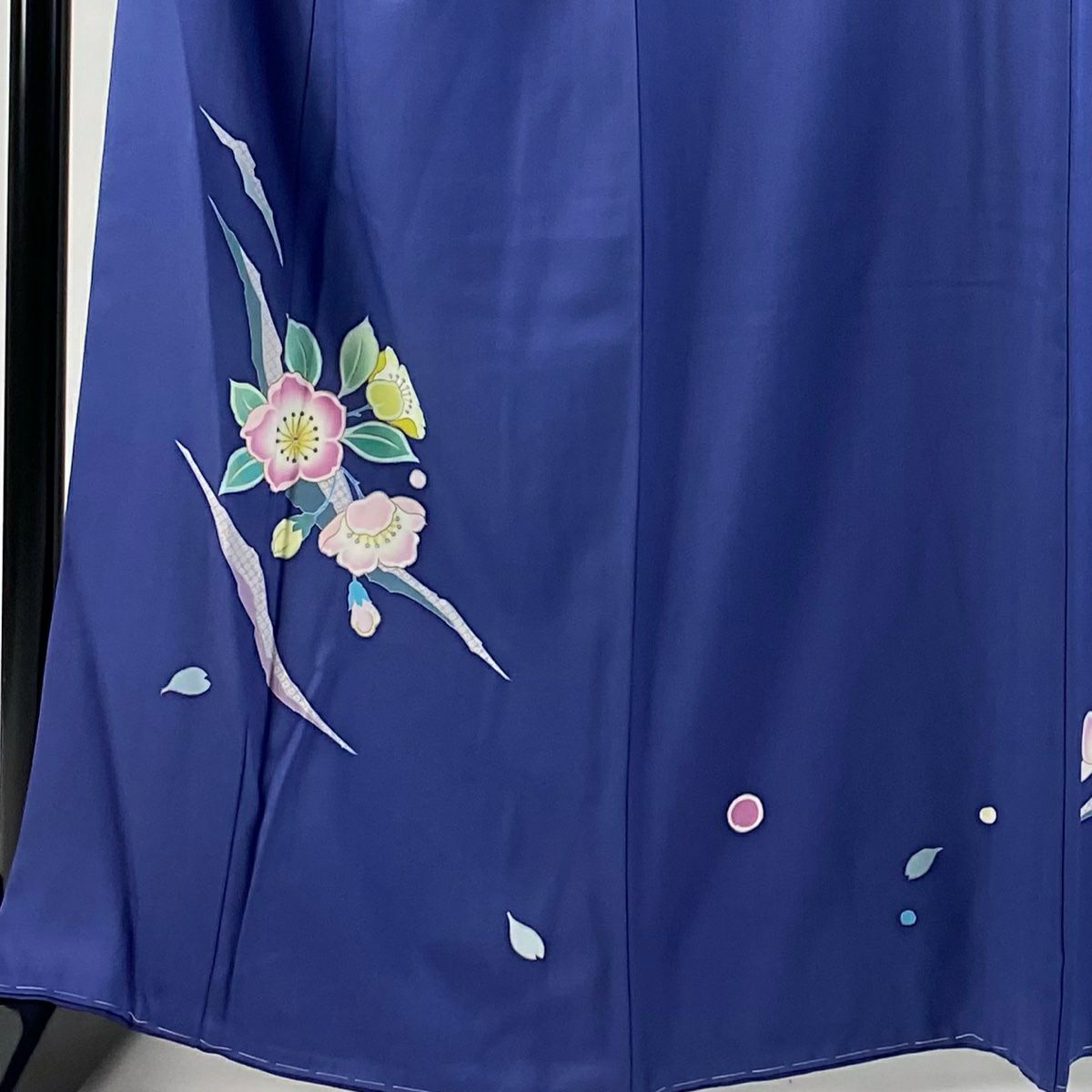 【庫存清倉】 付下 身長163.5cm 袖長66cm M 雙層 草花紋紋 疋田 金絲 刺繡 淺青綠 純蠶絲 名品級