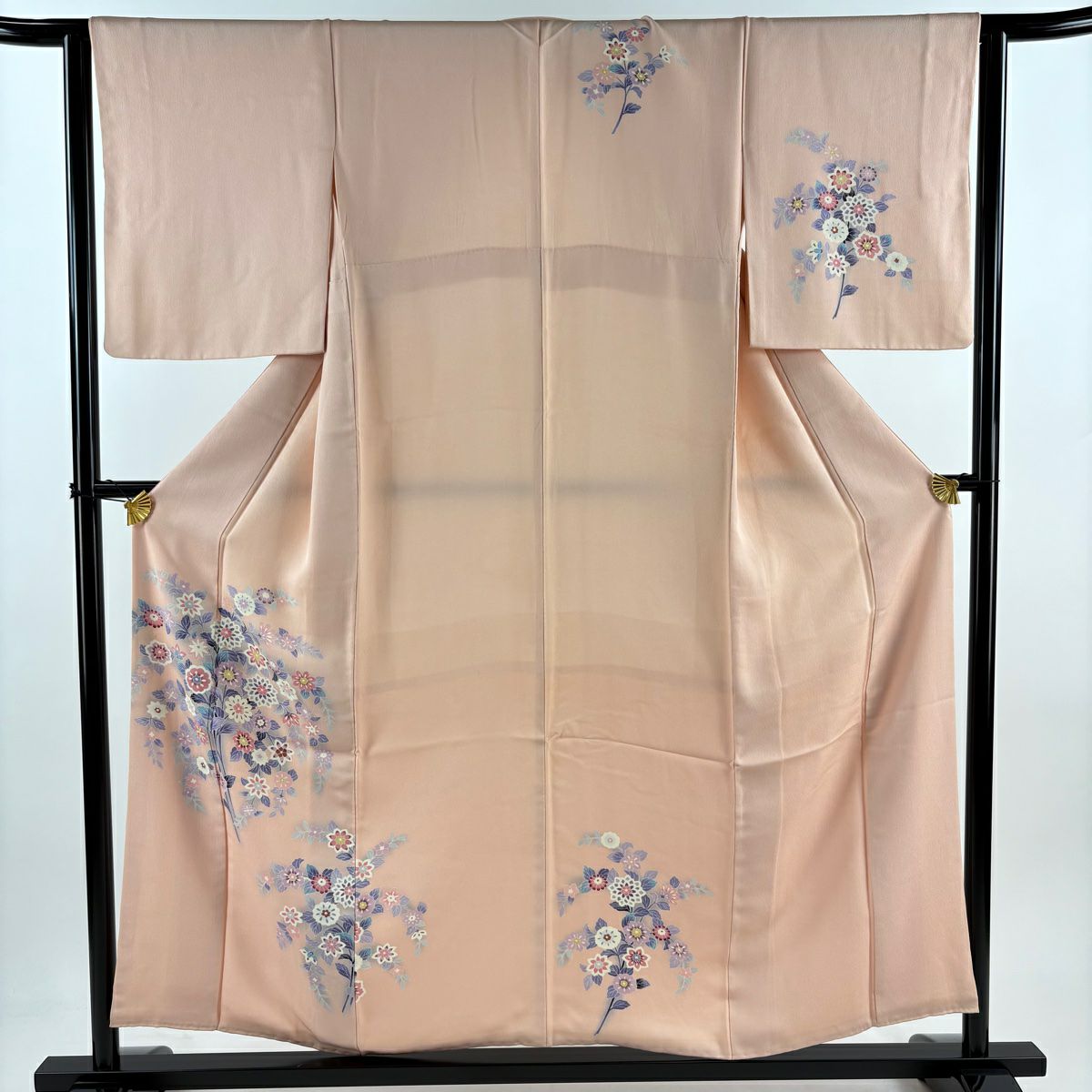 【清倉特賣】 付下 身長156cm 袖長63cm S 雙層 草花紋紋 漸層 粉紅 純蠶絲 優品級