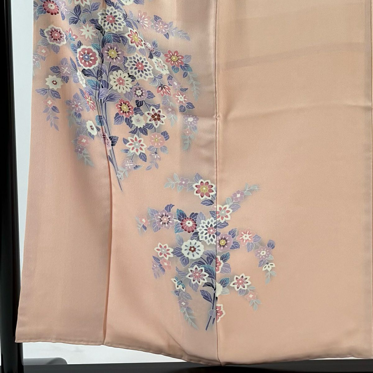 【清倉特賣】 付下 身長156cm 袖長63cm S 雙層 草花紋紋 漸層 粉紅 純蠶絲 優品級