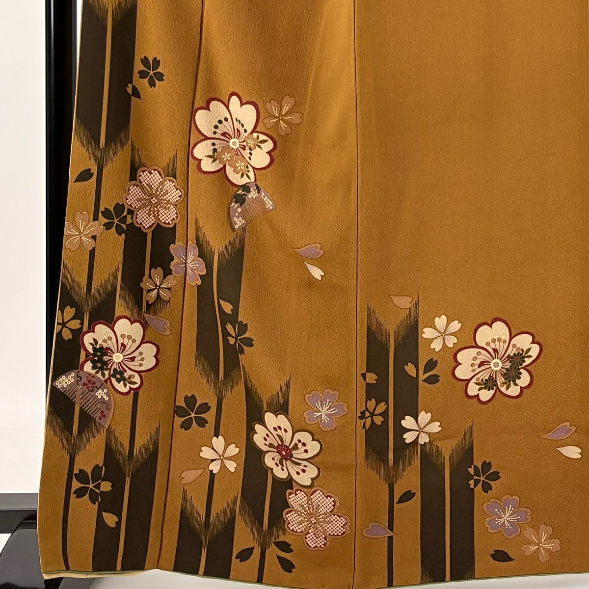 【庫存清倉】 付下 身長163cm 袖長64.5cm M 雙層 櫻花 矢羽 茶 純蠶絲 美品 秀品級