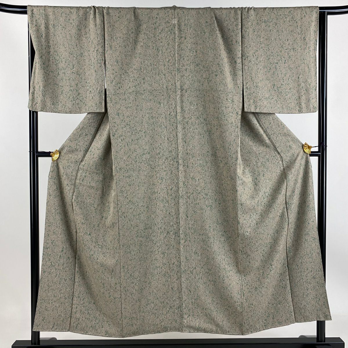 【庫存清倉】 小紋 身長152cm 袖長68.5cm L 雙層 幾何圖案 灰茶 純蠶絲 優品級 一個紋