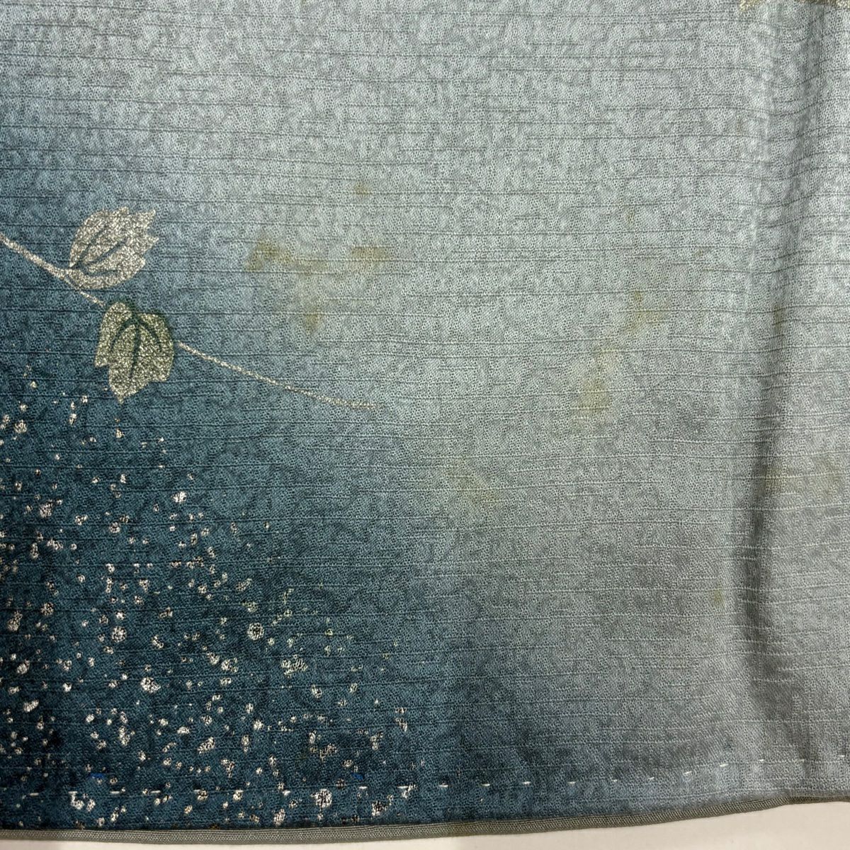 【庫存清倉】 付下 身長154cm 袖長62cm S 雙層 扇子子 菊花花 刺繡 金銀彩 綠 純蠶絲 優品級
