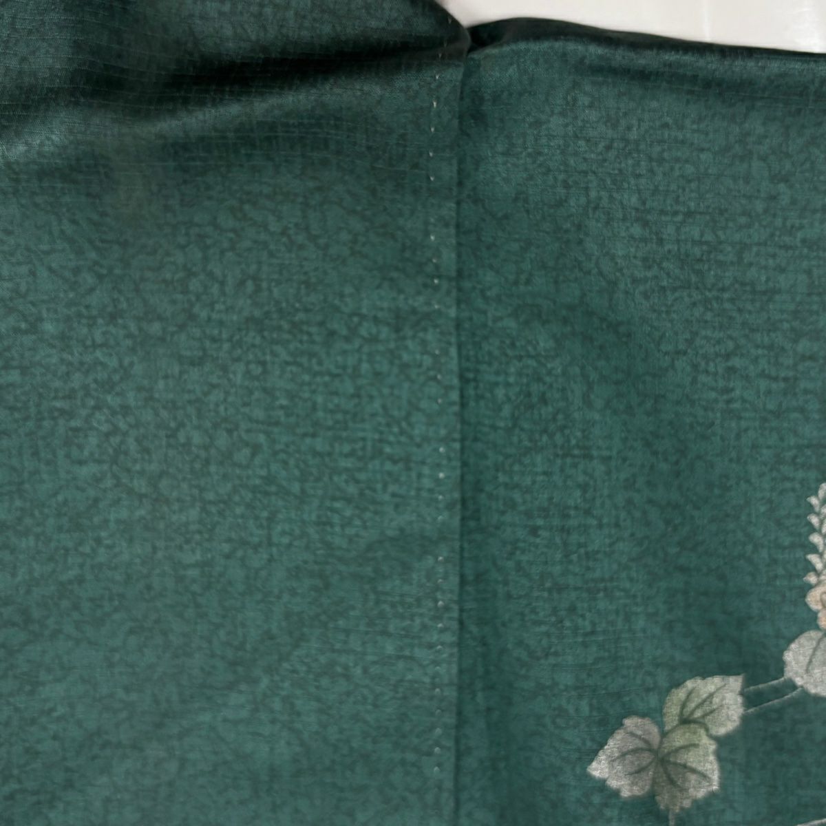 【庫存清倉】 付下 身長154cm 袖長62cm S 雙層 扇子子 菊花花 刺繡 金銀彩 綠 純蠶絲 優品級