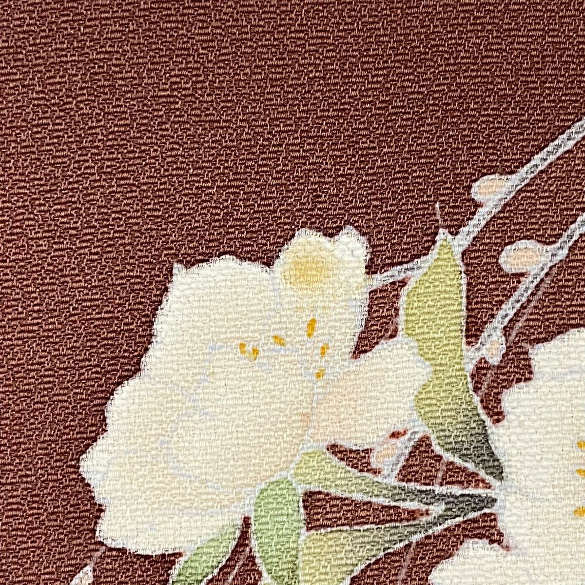 【庫存清倉】訪問服 身長161.5cm 袖長63cm S 雙層 岡山武子 有落款 枝花 霞 金銀彩 漸層 小豆 純蠶絲 名品級