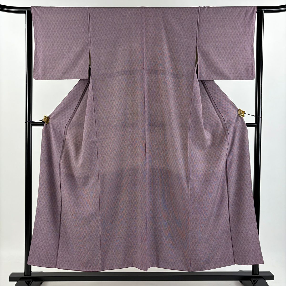 【庫存清倉】 江戶小紋 身長152cm 袖長62.5cm S 雙層 龜甲 紫 純蠶絲 優品級