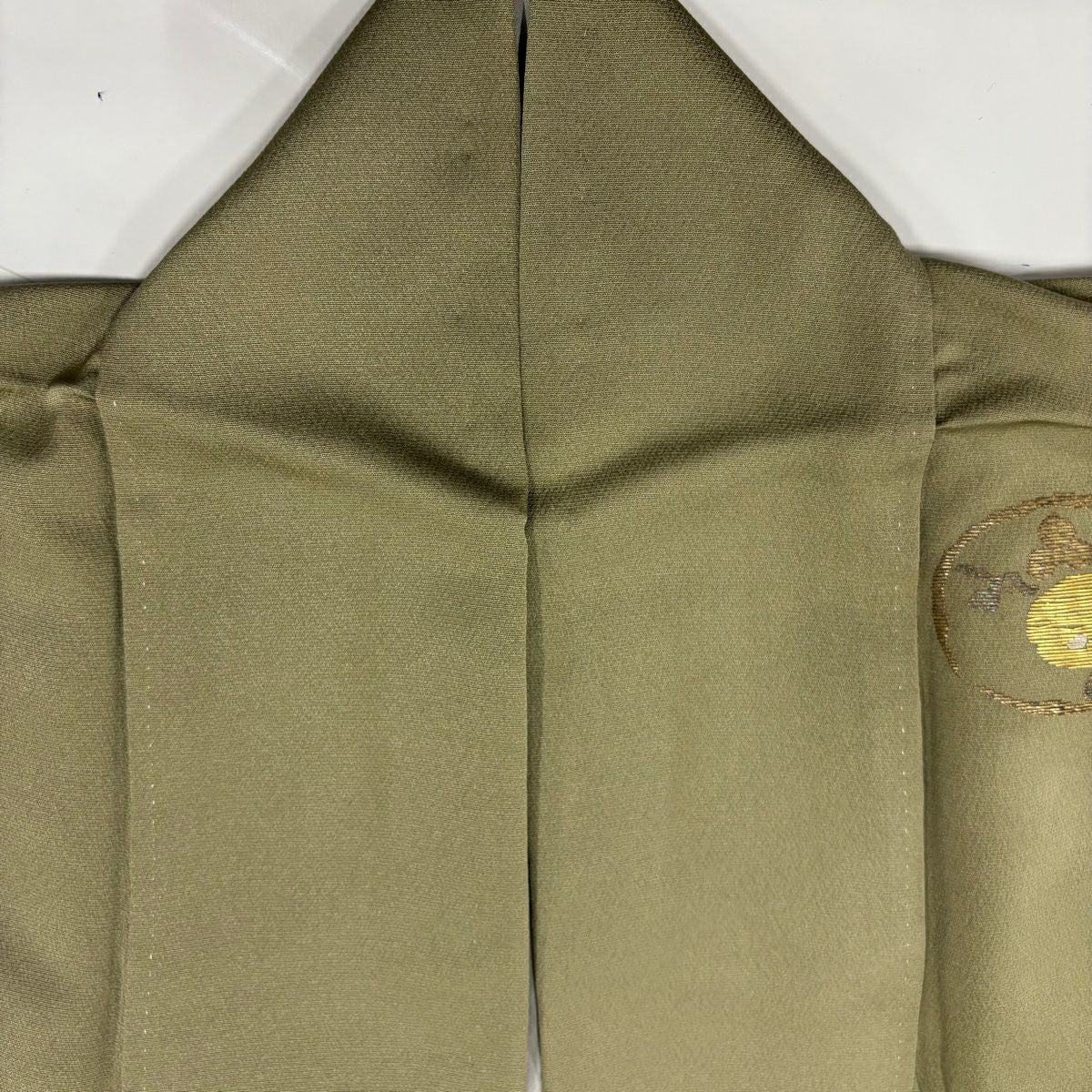 【庫存清倉】 付下 身長154cm 袖長63cm S 雙層 萬壽菊花 霞 金金箔 金銀彩 灰綠 純蠶絲 美品 秀品級
