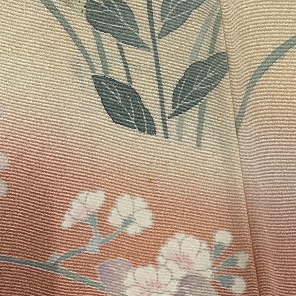 【庫存清倉】訪問服 身長159cm 袖長65.5cm M 雙層 藤舟 有落款 菊花枝花 漸層 粉紅 純蠶絲 優品級