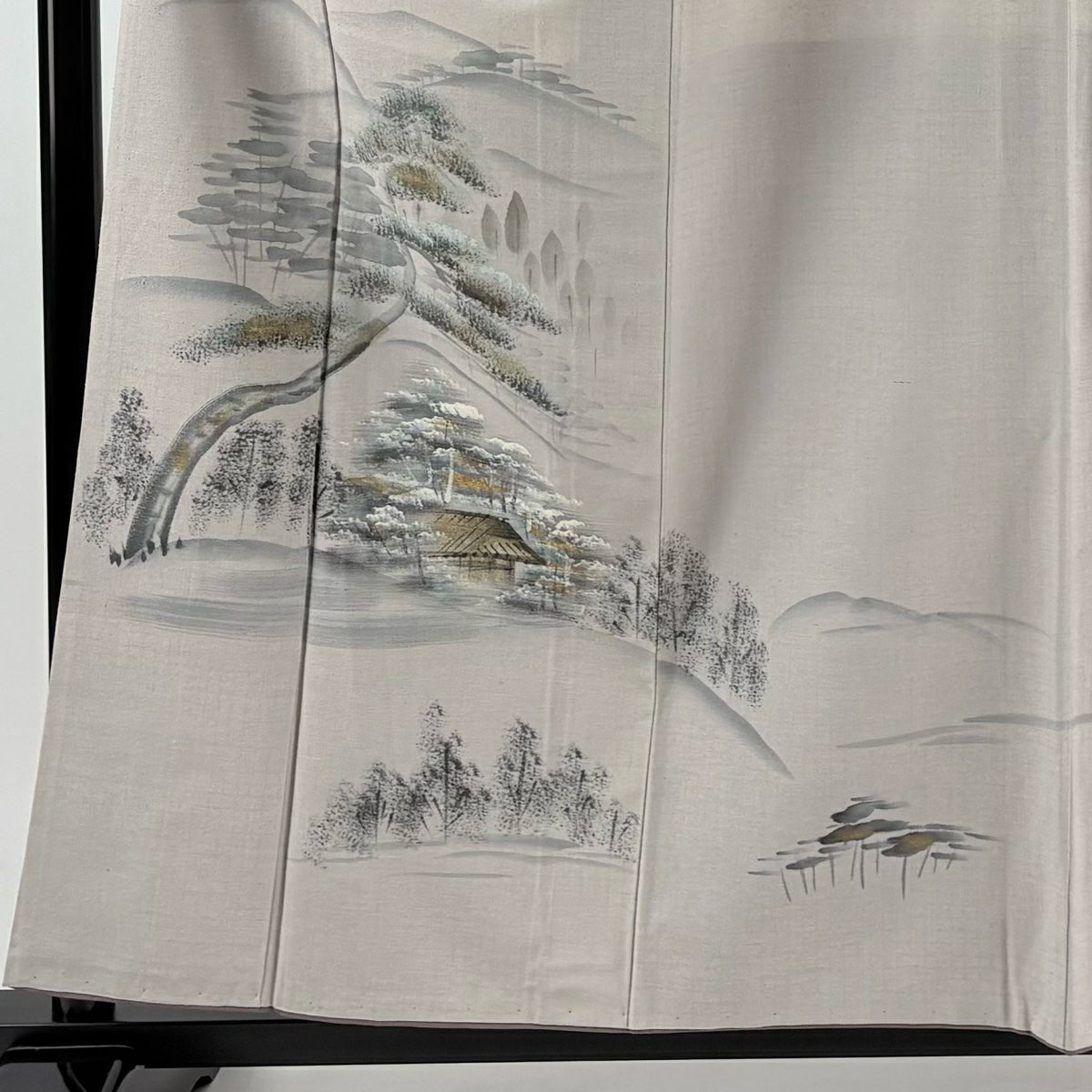 【庫存清倉】訪問服 身長160.5cm 袖長64.5cm M 雙層 紬織織 笠松樹 家屋 金銀彩 淡紫 純蠶絲 優品級