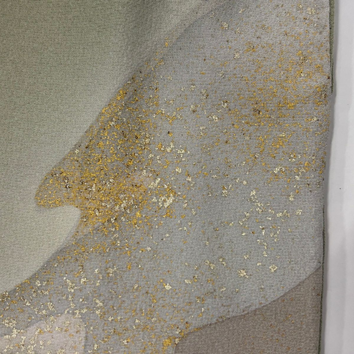 【庫存清倉】 付下 身長159cm 袖長62.5cm S 雙層 葡萄 草花紋刺繡 金金箔 灰綠 純蠶絲 優品級 一個紋