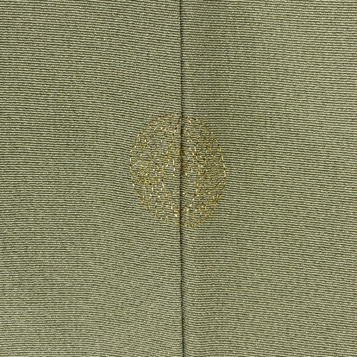 【庫存清倉】 付下 身長159cm 袖長62.5cm S 雙層 葡萄 草花紋刺繡 金金箔 灰綠 純蠶絲 優品級 一個紋