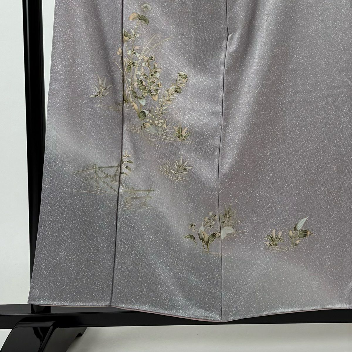 【庫存清倉】 付下 身長155.5cm 袖長64.5cm M 雙層 草花紋紋 霞 金銀彩 染分 薄紫 純蠶絲 美品 秀品級