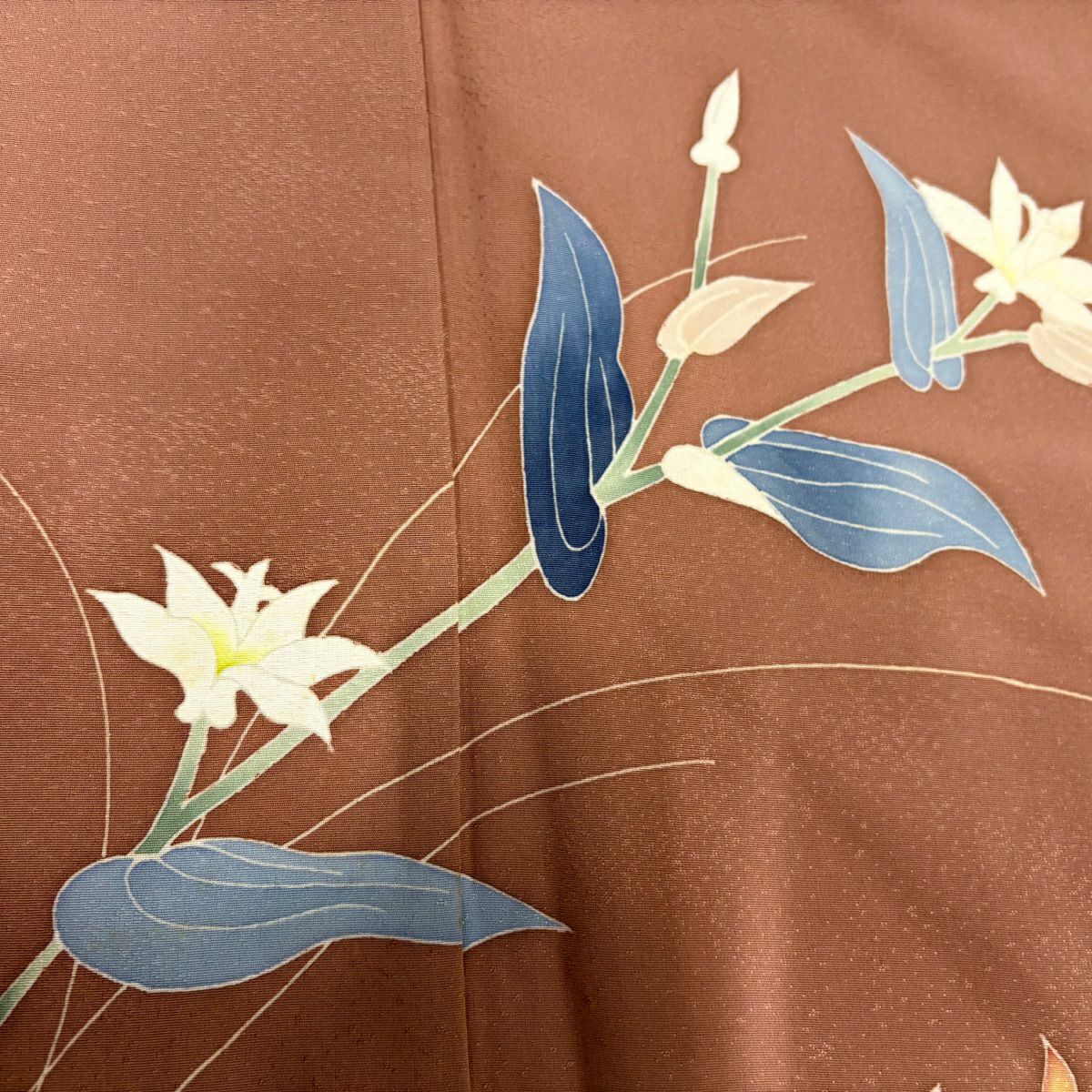 【庫存清倉】 付下 身長151cm 袖長64cm M 雙層 落款 草花紋 紅豆色 純蠶絲 優品級 一個紋