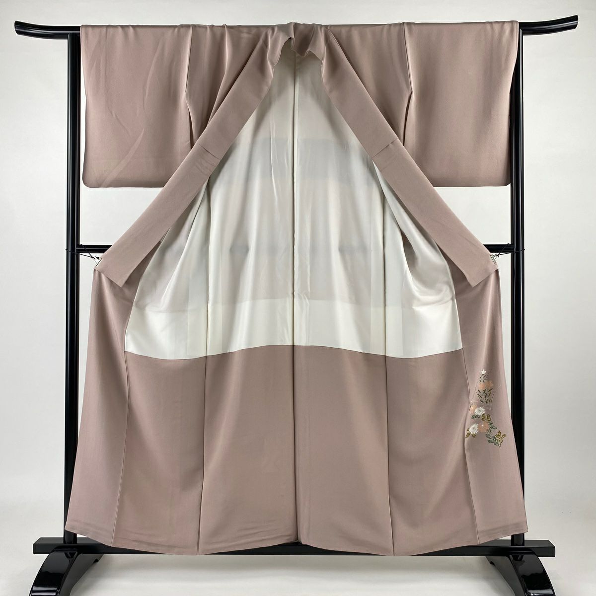 【庫存清倉】 留袖禮服禮服 身長158cm 袖長64.5cm M 雙層 短冊 花鳥 金絲 金銀彩 粉紅 純蠶絲 優品級 一個紋