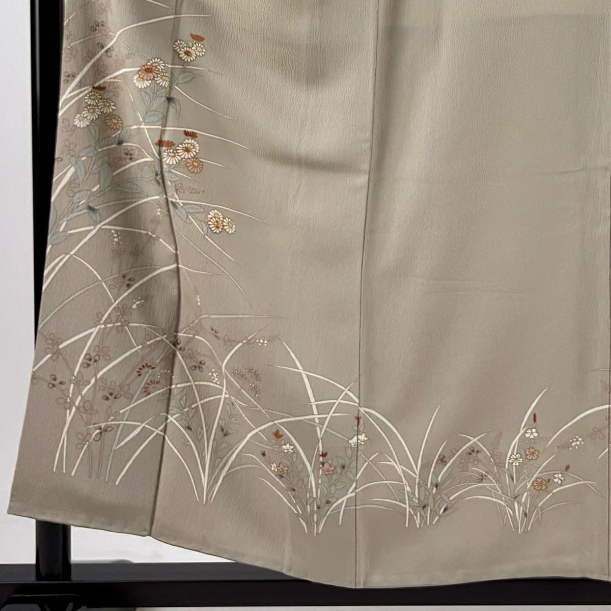 【庫存清倉】訪問服 身長157cm 袖長62.5cm S 雙層 菊花 萩 金絲 金銀彩 灰茶 純蠶絲 優品級