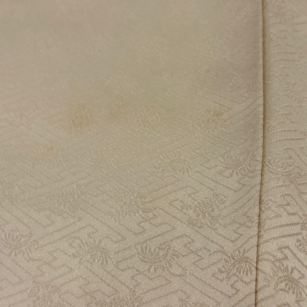 【庫存清倉】訪問服 身長155cm 袖長64.5cm M 雙層 草花紋紋 芝絞染 金彩裝飾 粉米色 純蠶絲 優品級