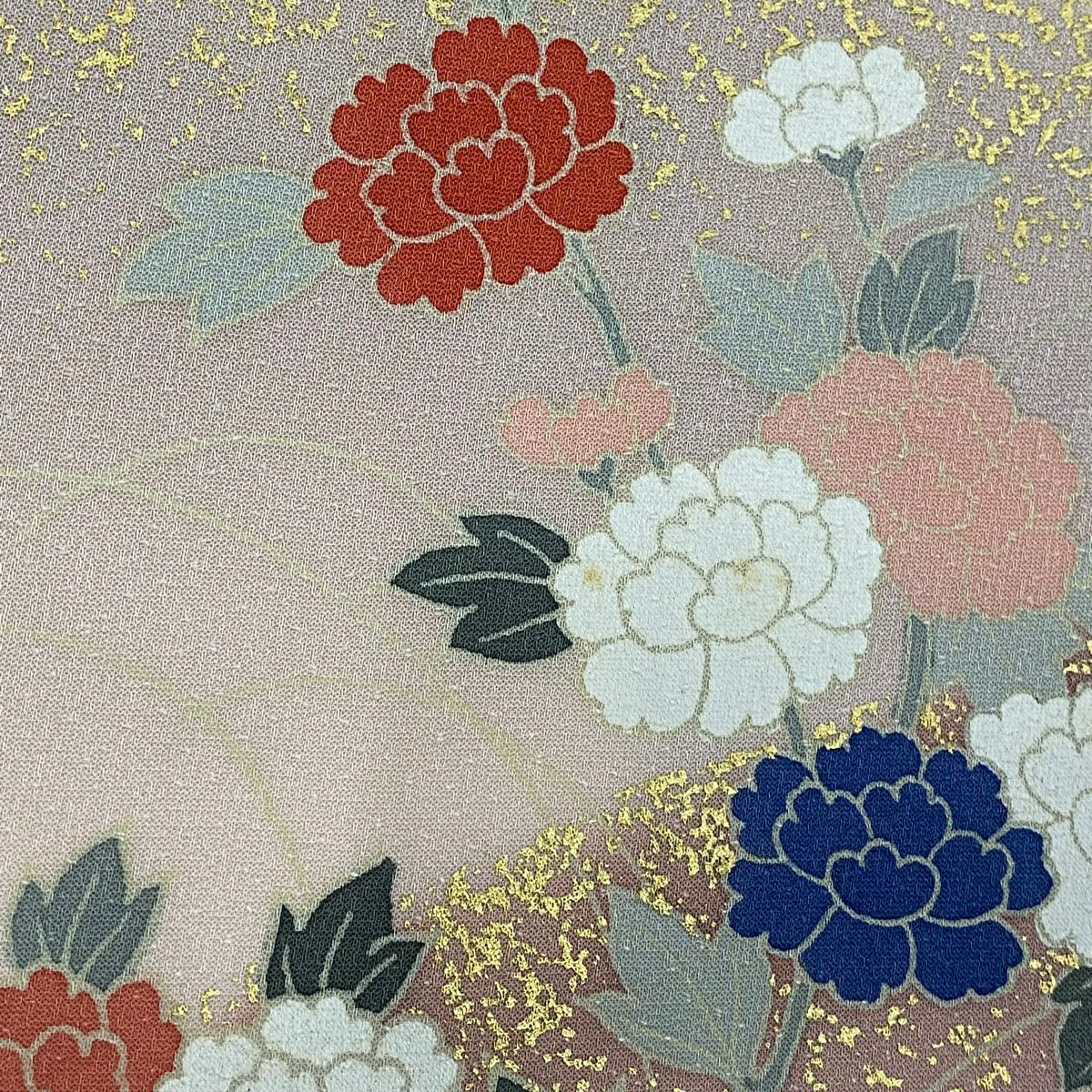 【庫存清倉】訪問服 身長161cm 袖長65cm M 雙層 枝梅花 菊花 金銀彩 漸層 淺粉色 純蠶絲 優品級