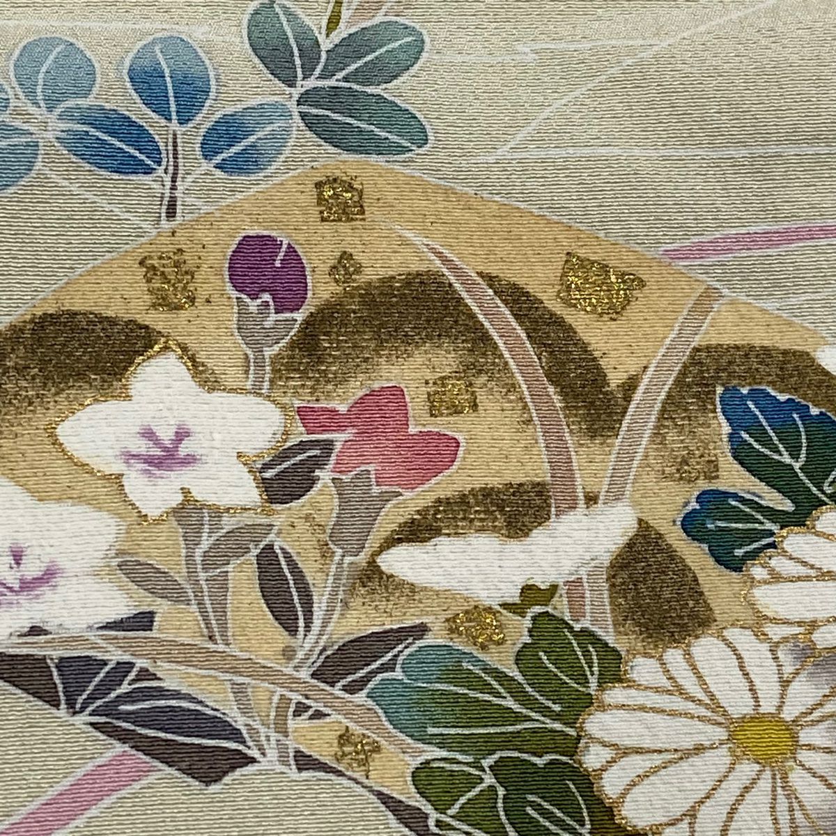 【庫存清倉】 留袖禮服禮服 身長176.5cm 袖長68cm 未仕立 雜花 金彩裝飾 淺綠 純蠶絲 優品級