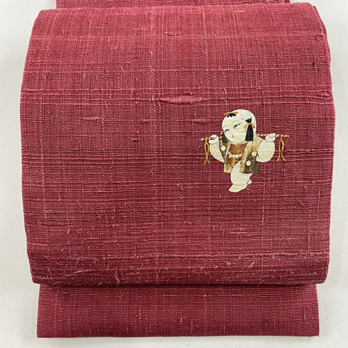 【庫存清倉】 開口名古屋帶 優品級 附落款 童 紅色 純蠶絲