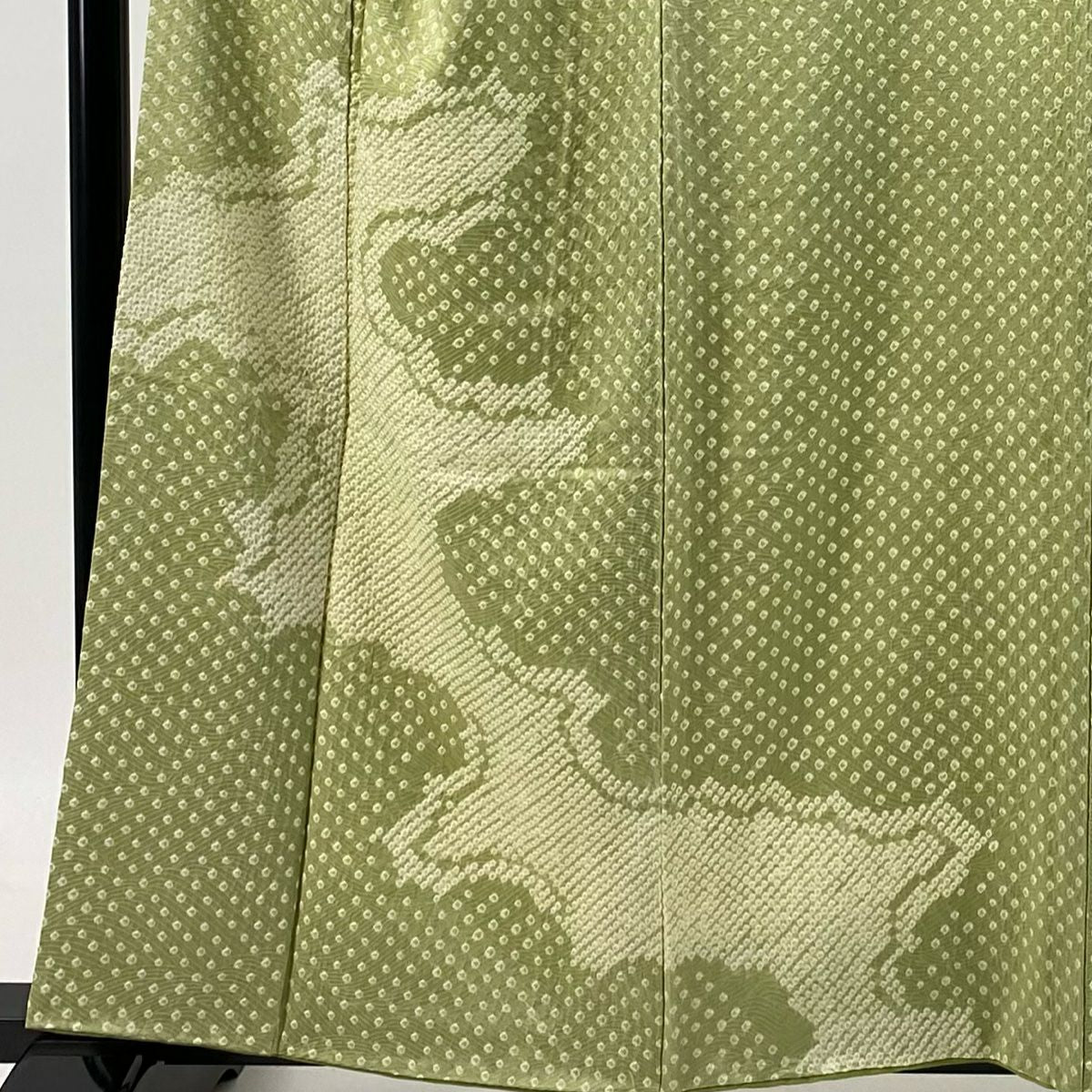 【庫存清倉】 付下 身長160cm 袖長62cm S 雙層 幾何圖案 紋理 絞染 抹茶 純蠶絲 優品級