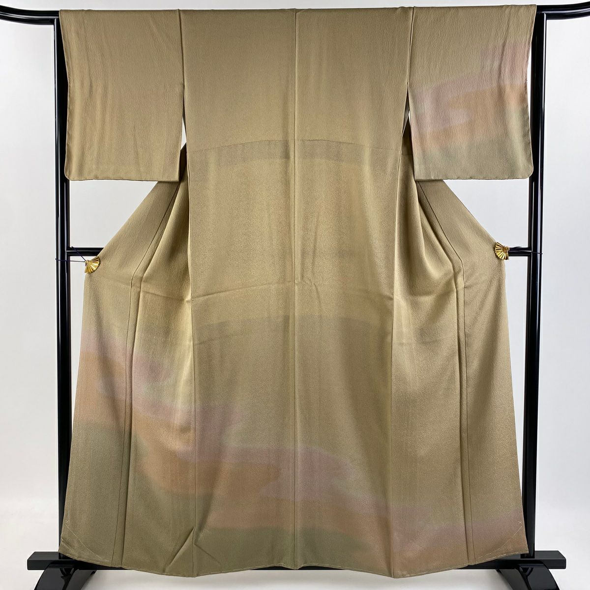 【庫存清倉】 付下 身長159cm 袖長63.5cm S 雙層 霞 鮫 漸層 灰茶 純蠶絲 美品 秀品級