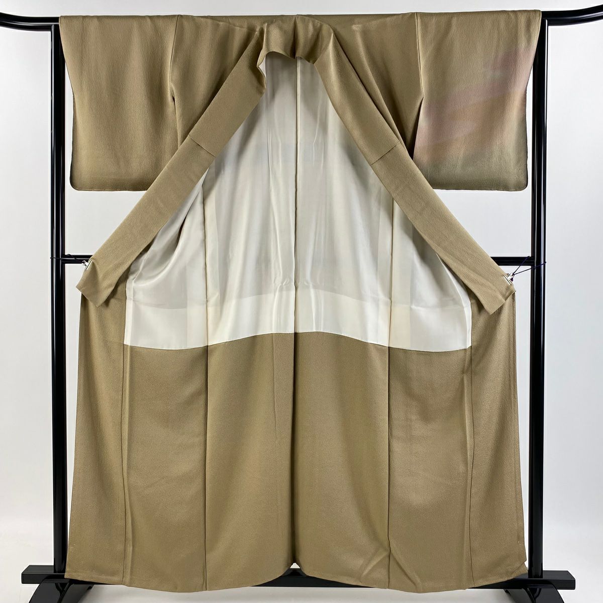 【庫存清倉】 付下 身長159cm 袖長63.5cm S 雙層 霞 鮫 漸層 灰茶 純蠶絲 美品 秀品級