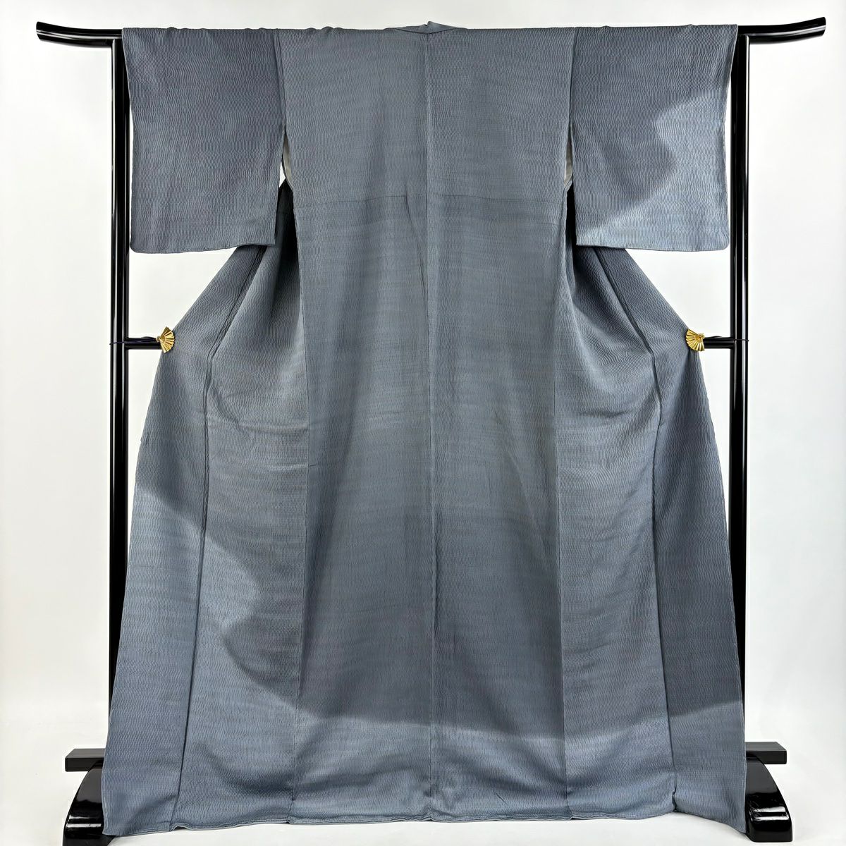 【庫存清倉】 付下 身長173cm 袖長63cm S 雙層 霞 絞染 漸層 青灰 純蠶絲 名品級