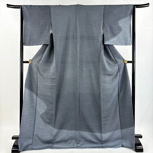 【庫存清倉】 付下 身長173cm 袖長63cm S 雙層 霞 絞染 漸層 青灰 純蠶絲 名品級