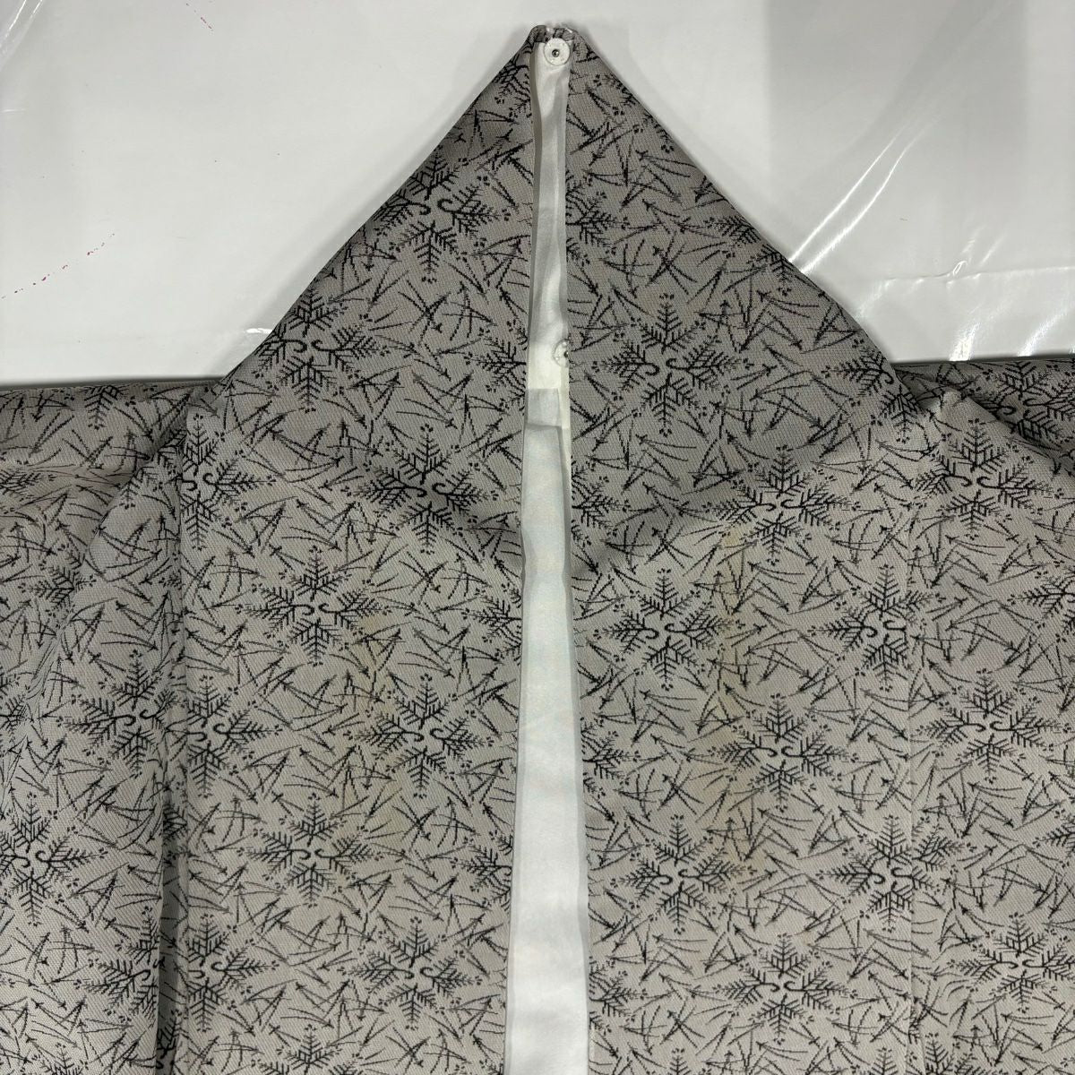 【庫存清倉】 付下 身長160.5cm 袖長65.5cm M 雙層 家屋 松樹葉 灰 純蠶絲 名品級
