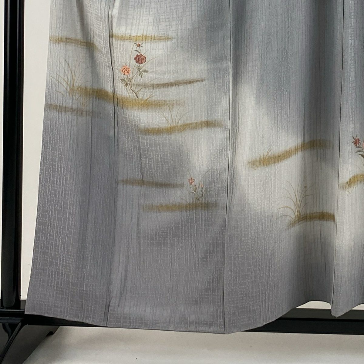 【庫存清倉】 付下 身長158.5cm 袖長64cm M 雙層 草花紋紋 霞 刺繡 金彩裝飾 淡紫 純蠶絲 優品級 一個紋