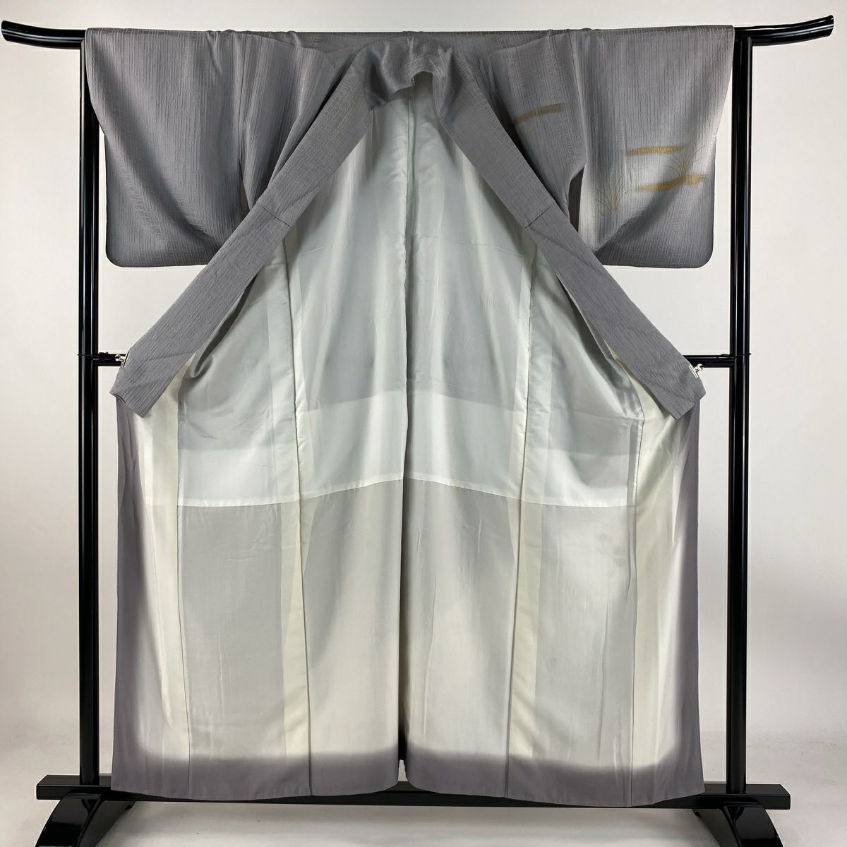 【庫存清倉】 付下 身長158.5cm 袖長64cm M 雙層 草花紋紋 霞 刺繡 金彩裝飾 淡紫 純蠶絲 優品級 一個紋