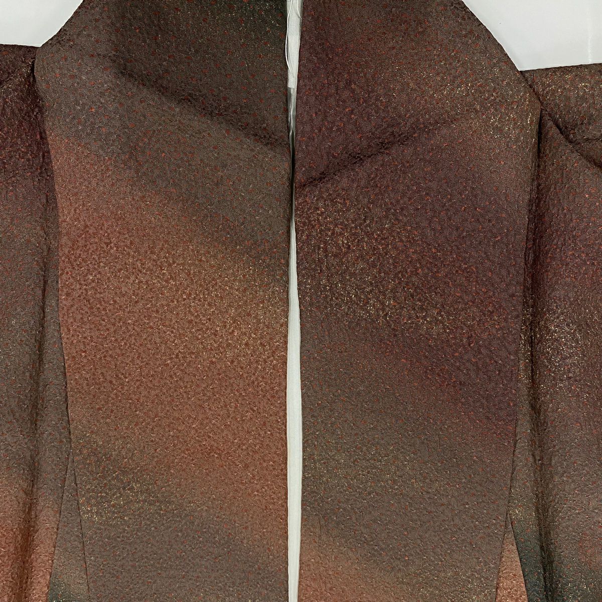 【庫存清倉】 小紋 身長162cm 袖長64.5cm M 雙層 斜條 幾何學 金彩裝飾 茜 純蠶絲 美品 秀品級 一個紋