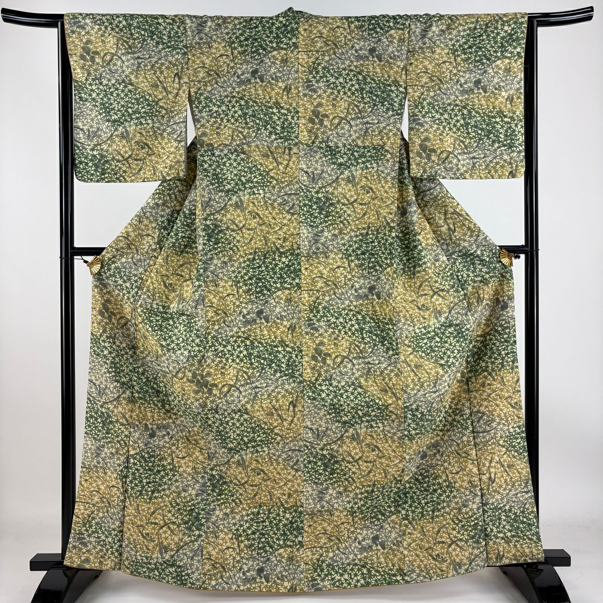 【庫存清倉】 小紋 身長163.5cm 袖長64cm M 雙層 葉 楓 灰褐色 化纖 美品 秀品級