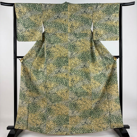 【庫存清倉】 小紋 身長163.5cm 袖長64cm M 雙層 葉 楓 灰褐色 化纖 美品 秀品級